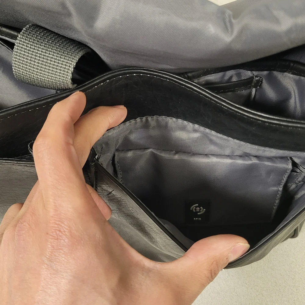 Black Men's Messenger Bag - Professional Laptop Shoulder Bag